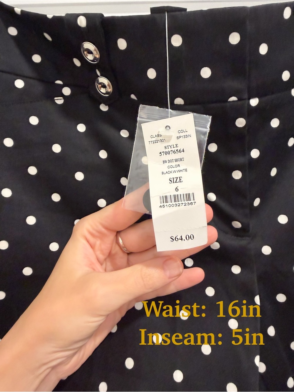 WHBM - Polka Dot Black Women's Shorts - Picture 5 of 8